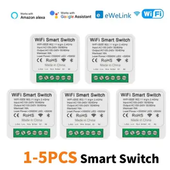 16A eWeLink Wifi Smart Switch Mini DIY Модуль Выключателей Света 2-полосное Управление Таймером Беспроводной Выключатель Поддержка Alexa Google Home