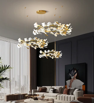 Креативный дизайн, современная люстра для гостиной, керамические лепестки, подвесной светильник, золотой домашний декор, светодиодная лампа для столовой