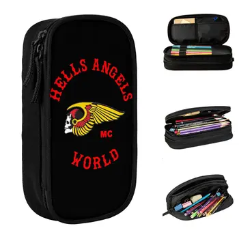 Пенал Hells Angels, новая сумка для ручек для мотоклуба, Студенческие школьные принадлежности большой емкости, Косметические пеналы