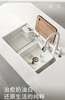 Белая большая раковина в японском стиле с одной раковиной, Кухонная раковина из нержавеющей стали 304, Раковина для мытья посуды