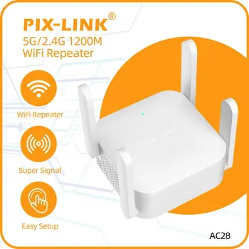 PIX-LINK AC28 WiFi Repeater Extender 2,4 G 5G Беспроводной WiFi Усилитель-Бустер 1200 Мбит/с Двухдиапазонный Ретранслятор 5 ГГц Wi Fi Сигнал Repea