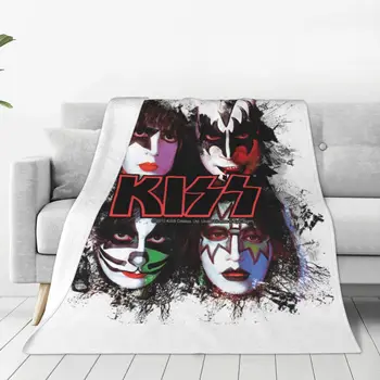 Фланелевые одеяла Kiss Music Band, качественное Мягкое теплое покрывало для лиц участников, осенний походный диван-кровать, Графическое покрывало