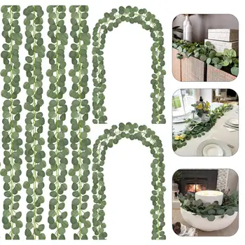 Гирлянда из искусственных листьев эвкалипта, 10 шт., искусственная зелень, виноградные лозы для свадебного фона, Декор стен для камина hogar