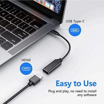 Кабель-адаптер 4K USB C-HDMI, адаптер USB Type-C-HDMI [Thunderbolt 3/4] Для ноутбуков MacBook Pro / Air HDMI Adapter