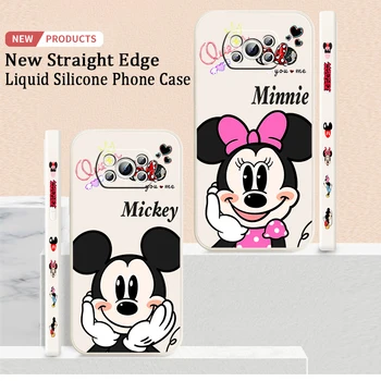 Disney Minnie Mickey Cool Art Жидкая Левая Веревка Для Xiaomi Mi Poco X5 X4 X3 M6 M5 M5S M4 M3 F5 F4 F3 C55 C40 Pro Чехол Для Телефона 5G