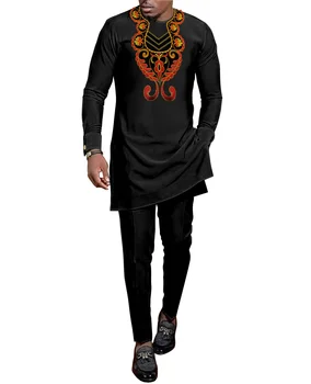 Африканский мужской костюм для отдыха S- 4 XL, рубашка + брюки, высококачественный костюм для свадебного ужина, африканский дизайн мужской одежды