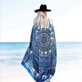 2017New Nordic Retro элегантный геометрический узор пляжная шифоновая ткань на спине Одеяло Диаметром 1,5 М Может быть шалью Пляжная Йога Мягкая на ощупь