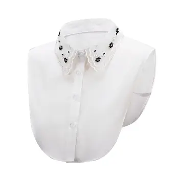 Женская весенне-осенне-зимняя белая хлопчатобумажная рубашка с искусственным воротником