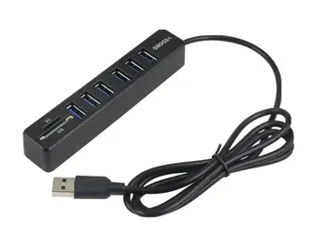 USB-концентратор 8 в 1, 6-портовый адаптер-расширитель USB 2.0, устройство чтения карт с несколькими USB-разветвителями