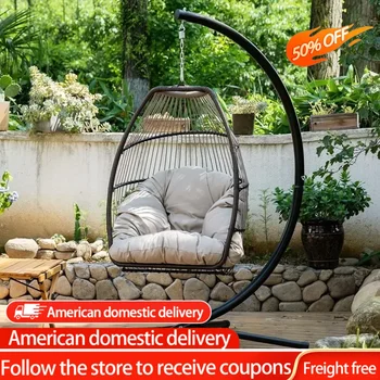 Подвесное кресло-качели, устойчивая к ультрафиолетовому излучению подушка С подставкой для внутренней спальни, наружного сада, мебели для качелей на заднем дворе без перевозки