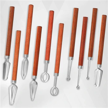 Инструменты для гончарного дела, резак для рисования с деревянной ручкой, резак для рисования с керамическими краями из нержавеющей стали