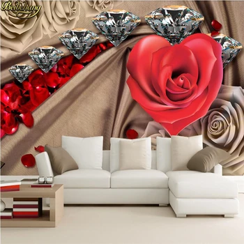 beibehang Пользовательские фотообои с бриллиантовой розой обои для гостиной диван спальня ТЕЛЕВИЗОР большая фреска Фламинго обои для домашнего декора