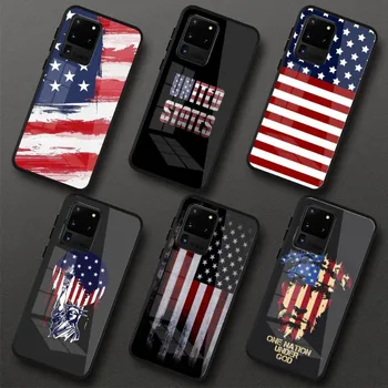 Чехол для телефона с флагом США America для Samung S23 S22 S21 Pro Ultra A13 A33 A53 NOTE 20 шт. Стеклянная крышка для телефона