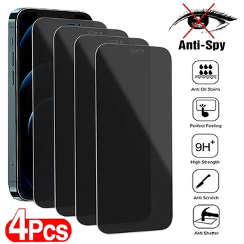4шт Защитная Пленка для Экрана Конфиденциальности Для iPhone 15 14 13 11 12 Pro Max Mini AntiSpy Защитное Стекло Для iPhone 7 8 Plus SE X XR XS MAX