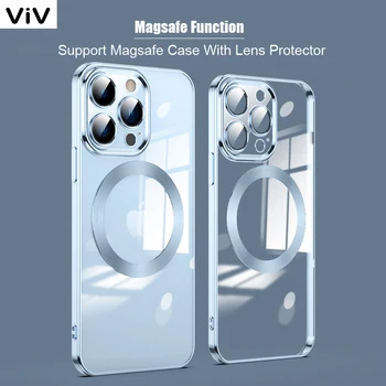 Прозрачное покрытие Магнитное для беспроводной зарядки Magsafe Чехол для телефона iPhone 15 14 13 12 11 Pro Max Plus Мягкий силиконовый чехол