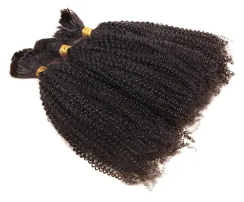 Необработанные натуральные Монгольские Афро-Кудрявые человеческие волосы для объемного наращивания для женщин натурального цвета 100 г/пачка