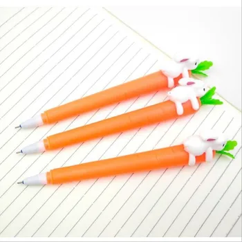 5ШТ Милый кролик держит морковную ручку-роллер, студенческую черную игольчатую трубку, фирменную ручку, мультяшную мягкую клеевую ручку