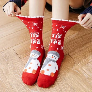 Модный тренд Комфортные Рождественские Носки для беременных Мам, толстые коралловые бархатные носки в пол, прекрасный подарок