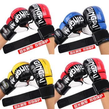 Профессиональные боксерские перчатки для борьбы с ММА на полпальца, утолщенные Перчатки для тренировок по смешанным единоборствам Sanda Free Fighting.