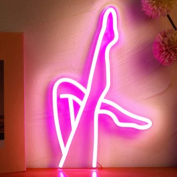 Chi-buy Lady Leg Светодиодная неоновая вывеска с питанием от USB Неоновые вывески Ночник 3D Настенное искусство и игровая комната Спальня Декор гостиной Вывески для ламп