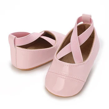 ВАЛЕНКИ для новорожденных Девочек Розовые туфли принцессы на искусственной подошве Противоскользящая Детская обувь для крещения при первой ходьбе