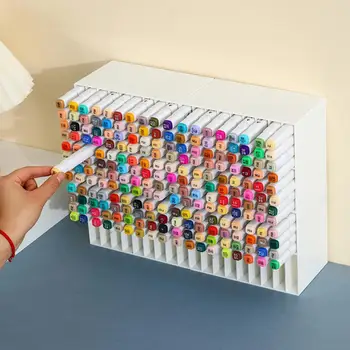 Органайзер для художественных маркеров, акриловый двухслойный ящик для хранения ручек с 18 отделениями, настольный органайзер для художественных принадлежностей для дома