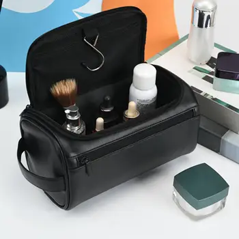 Портативный органайзер для макияжа, многофункциональная косметичка с боковой ручкой, водонепроницаемая молния, однотонная портативная сумка для путешествий