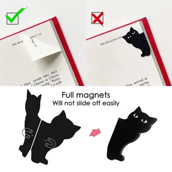 Закладка для дневника 6шт, специальный магнит, держатель для страниц книги с черным котом, маркер для бумажной книги