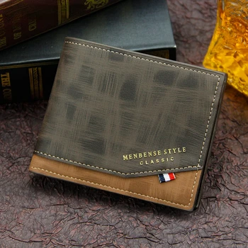 Новый мужской кошелек с коротким поперечным сечением, молодежный, сшитый в три раза, деловой кошелек на молнии с несколькими картами, кошелек для монет, обложка для паспорта