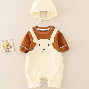 Осенняя одежда для малышей 2023 года, Одежда для прогулок, Хлопковый костюм для отдыха, Мягкий Комбинезон для новорожденных