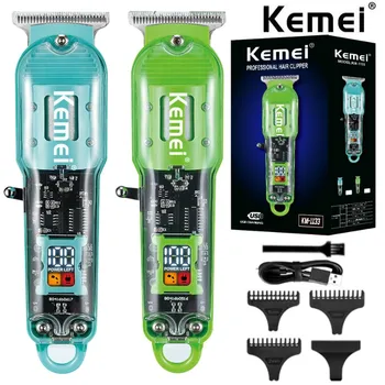 Kemei KM-1133 Перезаряжаемая Машинка для стрижки волос, парикмахерская, Профессиональные машинки для стрижки волос, Беспроводной Триммер, Прозрачный чехол