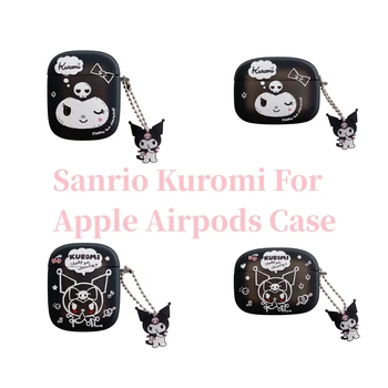 Sanrio kuromi 3D Подвесной Чехол Для Наушников Apple AirPods Air Pods 1/2 3 Pro 2 Овальная Крышка Для наушников Мягкая Силиконовая Коробка, защищающая от падения