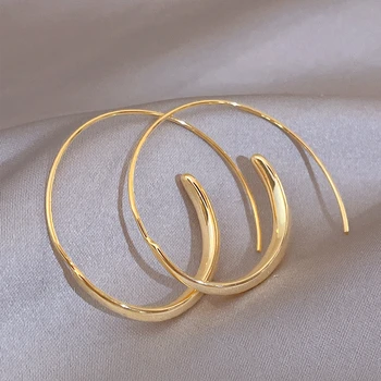 Модные гладкие металлические большие серьги-кольца для женщин золотого цвета С геометрическими серьгами в форме круга, модные женские украшения для вечеринок, подарки