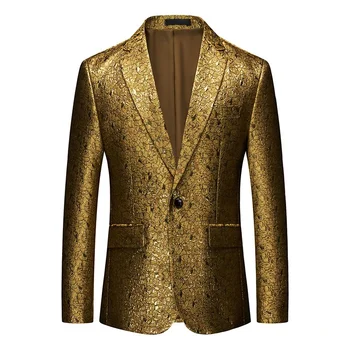 2023 Деловой модный повседневный костюм на одной пуговице, корейский крой, золотое повседневное пальто