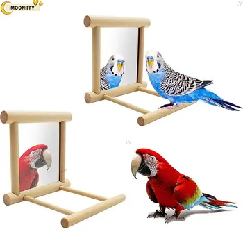 Деревянная игрушка для домашних животных Зеркальце Забавная игрушка-Брид для попугаев-попугаек Маленькие Птички Игрушки для попугаев Аксессуары для лазания домашних Попугаев